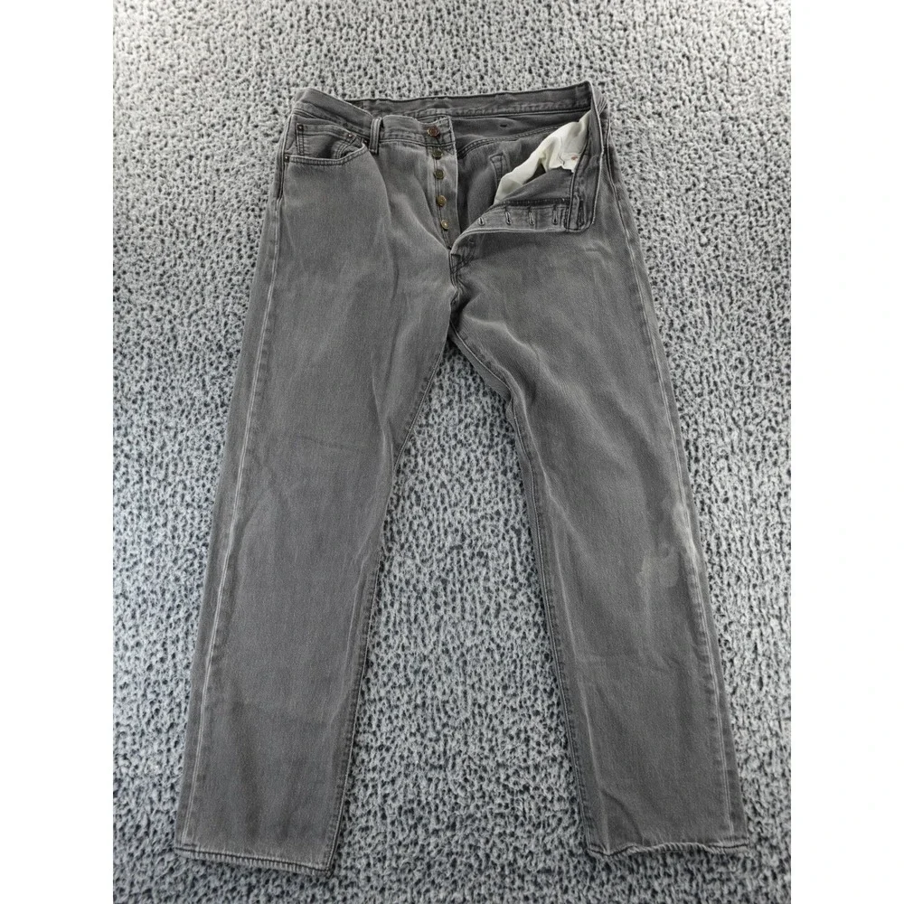 Levis‎ 501xx Denim Gray Jeans 38x36 Actual 35x32.5 Straight Leg Button Fly